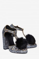 Nasty Gal Evelyn Glitter Heel ~ party shoes ~ t bar high heels ~ block heel ~ glittering ~ evening accessories