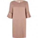river island pink gold trim flared sleeve dress ~ evening dresses ~ occasion wear ~ chic fashion - flipped