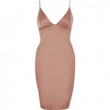 river island pink plunge bodycon mini dress ~ fitted evening dresses ~ strappy ~ spaghetti straps ~ party glamour ~ glamorous going out fashion ~ affordable ~ satin style fabric