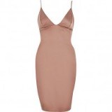 river island pink plunge bodycon mini dress ~ fitted evening dresses ~ strappy ~ spaghetti straps ~ party glamour ~ glamorous going out fashion ~ affordable ~ satin style fabric - flipped