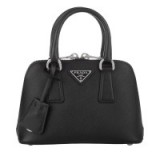 PRADA Bandoliera Saffiano Lux Mini Nero/Silver – black leather handbags – small designer shoulder bag – luxury accessories