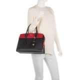 PRADA Borsa A Mano Saffiano City Calf Nero & Fuoco – black and red designer handbags – colour block leather bags – luxury accessories