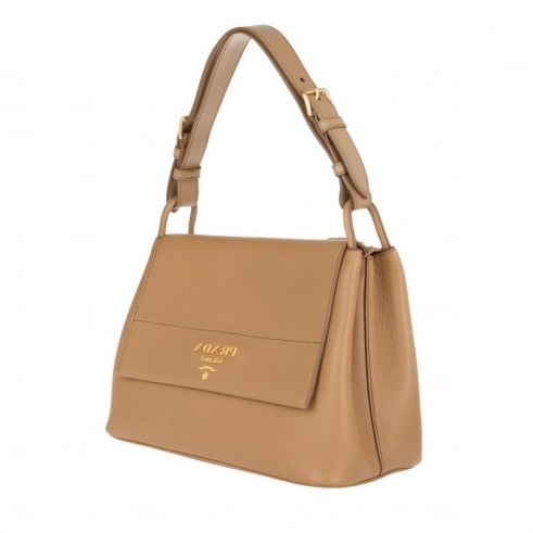 PRADA Vitello Daino Satchel Caramel – designer leather handbags – luxury shoulder bags – stylish accessories – chic style - flipped