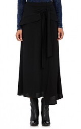 PROENZA SCHOULER Black Crepe Ruffle Midi-Skirt