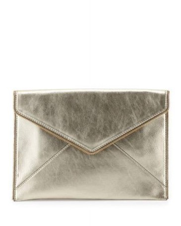 Rebecca Minkoff Leo Metallic Envelope Clutch Bag, Metallic Gold ~ metallics ~ luxe style accessories ~ large evening bags ~ occasion handbags - flipped