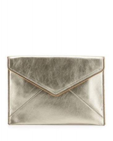 Rebecca Minkoff Leo Metallic Envelope Clutch Bag, Metallic Gold ~ metallics ~ luxe style accessories ~ large evening bags ~ occasion handbags