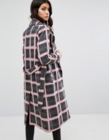 River Island Tailored Belted Check Coat in pink ~ winter coats ~ smart outerwear ~ classic style fashion