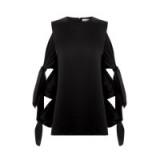 Warehouse silk tie sleeve top in black. Cold shoulder tops | on-trend fashion | feminine style