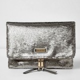 River Island silver sequin fold over clutch bag – large evening bags – going out handbags – glamorous sequins – metallic accessories – party style – glamour & glitz – glitzy – shimmering