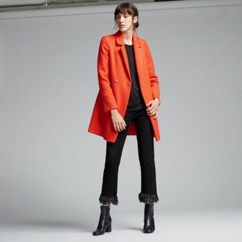 Warehouse Smart Tailored Coat in bright red. Winter coats | stylish outerwear | brighten up any autumn outfit | pop of colour - flipped