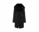 oasis stephanie faux fur collar coat black