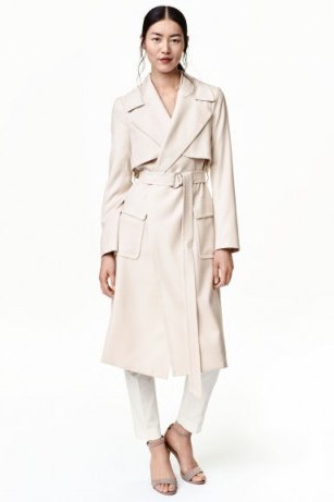 H&M light beige trench coat ~ stylish coats - flipped