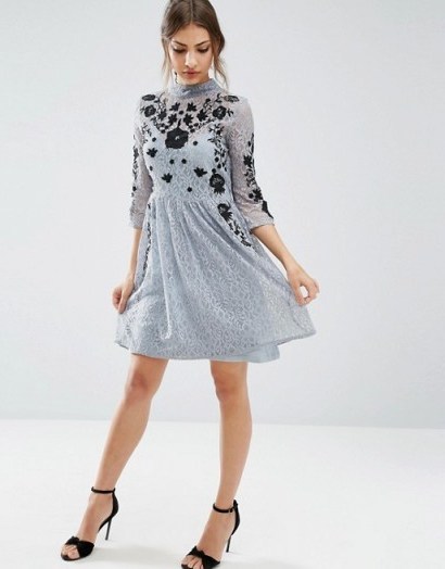 ASOS Embroidered Lace Mini Skater Dress – great for the party season! - flipped