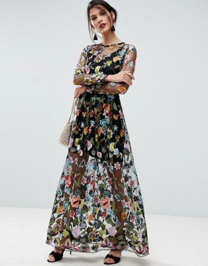 ASOS SALON Embroidered Sheer Maxi Dress -looks fabulous! - flipped