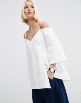 ASOS WHITE Wrap Cold Shoulder Top In Poplin – clean and simple