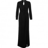 River Island black plunge slit maxi dress. Long evening dresses | plunge front neckline | chic fashion | elegant style