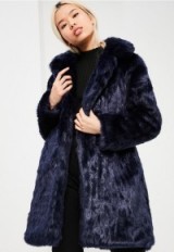 Missguided blue oversized collar faux fur coat. Winter coats | glamorous outerwear | chic glamour | affordable luxe style