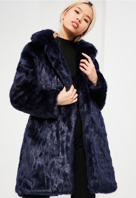 Missguided blue oversized collar faux fur coat. Winter coats | glamorous outerwear | chic glamour | affordable luxe style - flipped