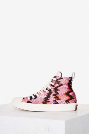 Converse x Missoni Chuck Taylor All Star High-Top Sneaker in Pink ~ designer trainers ~ multi-colour sneakers - flipped