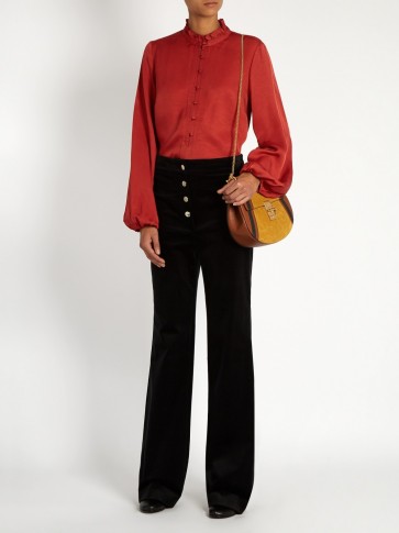 VANESSA BRUNO Fylis straight leg corduroy trousers in black. 70s style trousers | high waist pants | designer fashion
