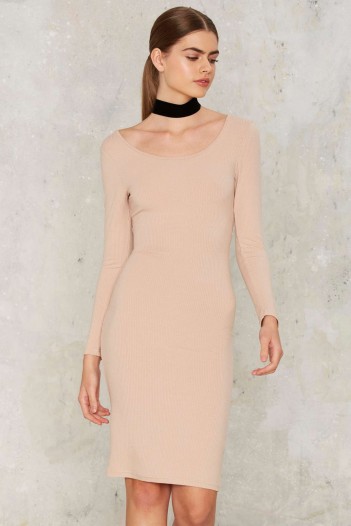 Glamorous In With the Nude Ribbed Dress – lovely style! Nasty Gal