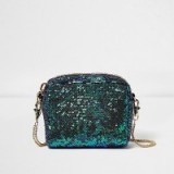 river island green sequin mini cross body bag – going out bags – glitzy party accessories – sparkly evening clutch