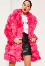 Missguided hot pink bubble faux fur coat. Fun fashion | glamour | fluffy coats | glamorous outerwear | winter style