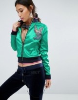 Juicy Couture Green Satin Bomber Jacket