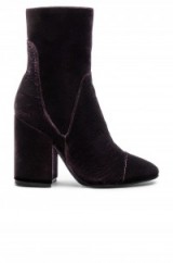 KENDALL + KYLIE BROOKE BOOTIE in prugna. Purple velvet booties | winter footwear | chunky heeled ankle boots | trending winter fashion