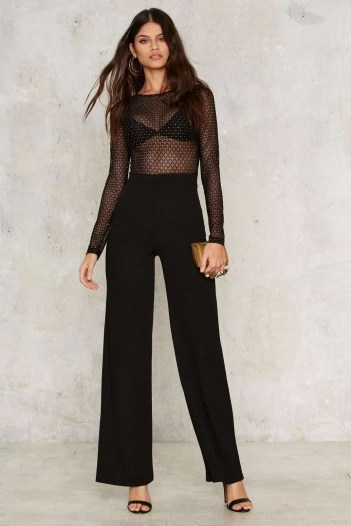 Kool Thing Sheer Jumpsuit ~ black jumpsuits ~ evening fashion ~ party style clothing - flipped