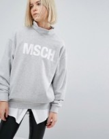Moss Copenhagen Oversized High Neck Sweatshirt With Front Logo ~ grey sweatshirts ~ casual weekend style ~ cool & relaxed fashion ~