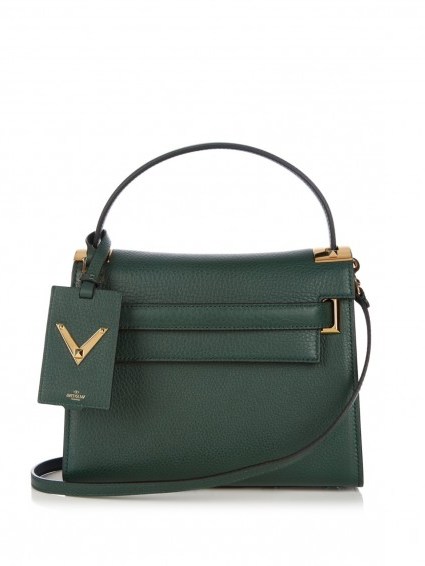 VALENTINO My Rockstud small forest-green leather tote - flipped