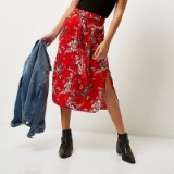River Island Red floral print shirt skirt ~ stylish skirts ~ style ~ fashion
