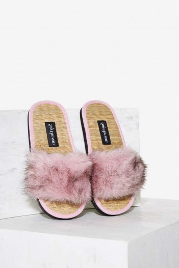 Say The Sun Pop Faux Fur Slide Sandal in Pink - flipped