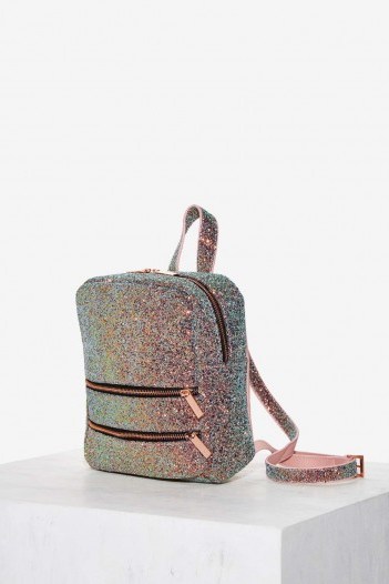 Skinnydip London Molly Pink Glitter Backpack - flipped
