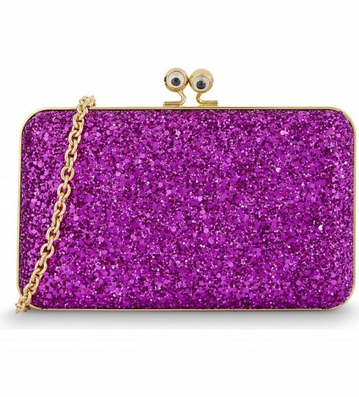SOPHIE HULME Eyes glitter box clutch – glittering evening bags – glamorous occasion accessories - flipped