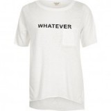 White word print T-shirt River Island – whatever!