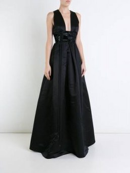 ALEX PERRY Hunter gown in black silk – red carpet style gowns – chic event wear – plunge front evening dresses – elegance – elegant style - flipped