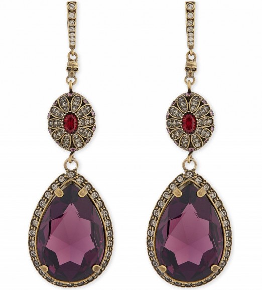 ALEXANDER MCQUEEN Purple Jewelled Drop Earrings ~ statement jewellery