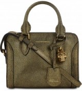 ALEXANDER MCQUEEN Padlock antique-gold metallic leather cross-body bag ~ designer bags ~ small handbags ~ luxe crossbody