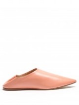 ACNE STUDIOS Amina backless salmon-pink leather slipper shoes. Luxe style flats | chic flat shoes | designer slippers | cool footwear | on-trend fashion