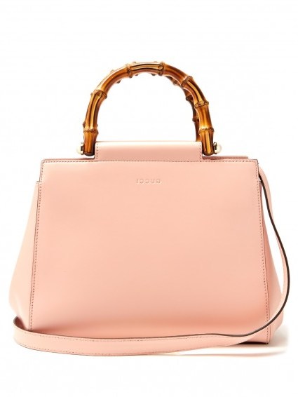 GUCCI Angel bamboo-handle small pink leather tote ~ luxe handbags ~ luxury bags ~ chic accessories ~ top handle - flipped