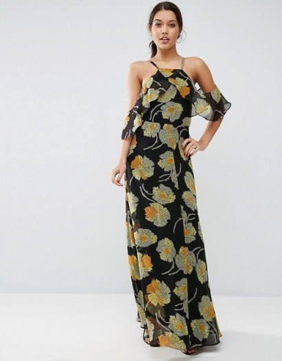 ASOS Cold Shoulder Floral Cami Maxi Dress ~ long feminine dresses ~ flower printed fashion ~ occasion style ~ evening wear - flipped