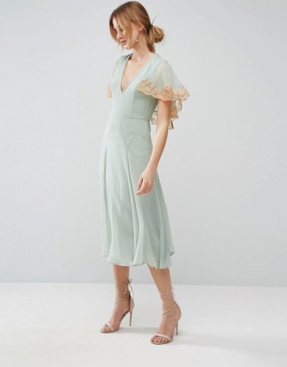 ASOS Lace Cape Midi Dress love the colour and such a great elegant design - flipped