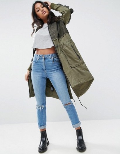 ASOS Parka With Mesh Layer and Sleeve Detail - flipped