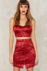 Big Love Satin Skirt ~ red quilted skirts ~ statement fashion