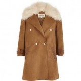 river island Brown faux fur collar coat ~ shop in style ~ stylish shopper ~ winter coats ~ weekend chic ~ fashion