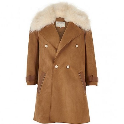 river island Brown faux fur collar coat ~ shop in style ~ stylish shopper ~ winter coats ~ weekend chic ~ fashion - flipped