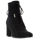 Dune Olita Lace Up Ankle Boots – black suede – chunky heel – block heeled footwear – winter footwear – stylish heels