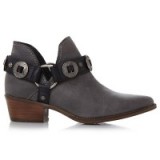 Steve Madden Aces Studded Ankle Boots – grey leather – western style boot – stylish casual winter footwear – block heeled – chunky mid heel